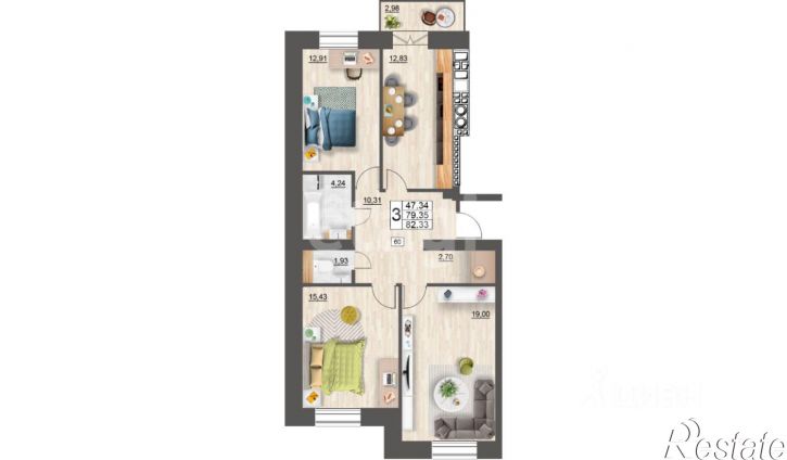 3-комн квартира Краснинское шоссе, 24,  д. 24