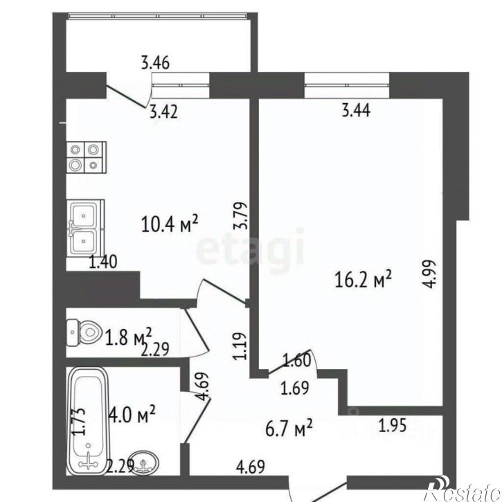 1-комн квартира улица Петра Алексеева, 19,  д. 19