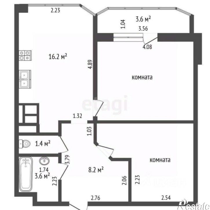 2-комн квартира 1-й Краснофлотский переулок, 15Б,  д. 15Б