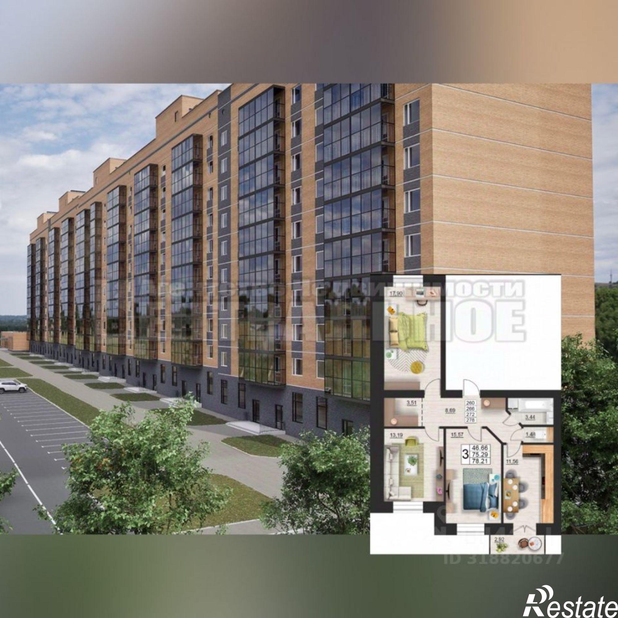 Купить квартиру за 8 603 100 рублей на Краснинское шоссе, 26