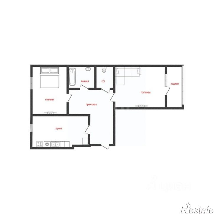 2-комн квартира улица Валентины Гризодубовой, 1В,  д. 1В