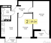 2-комн, 59 кв м, этаж 12/15 Краснинское шоссе, 24