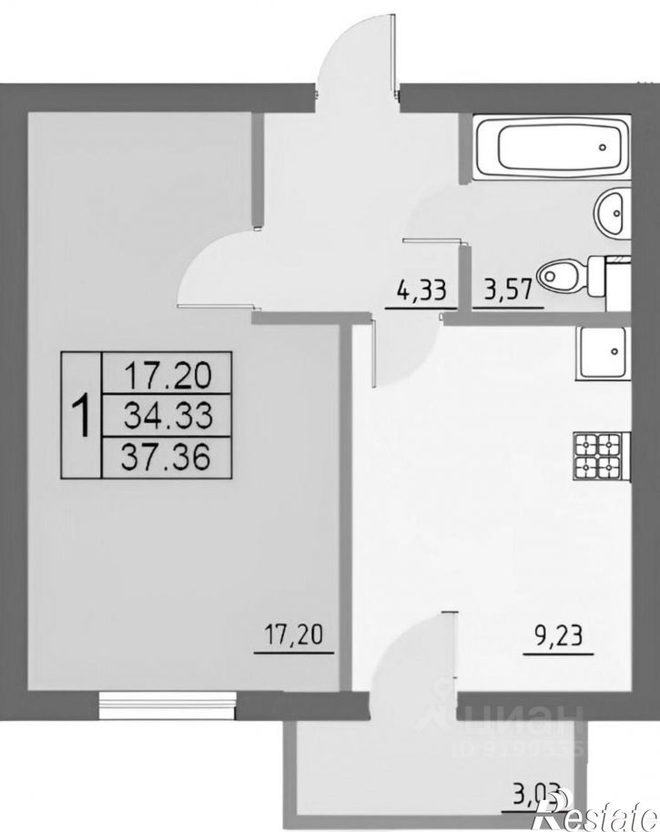 1-комн квартира Киевское шоссе, 53,  д. 53