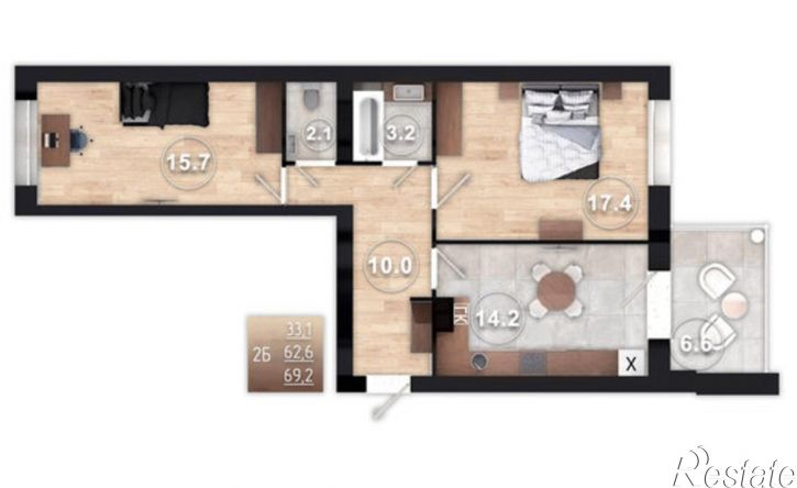 2-комн квартира пер Запольный 3-й, 10,  д. 10