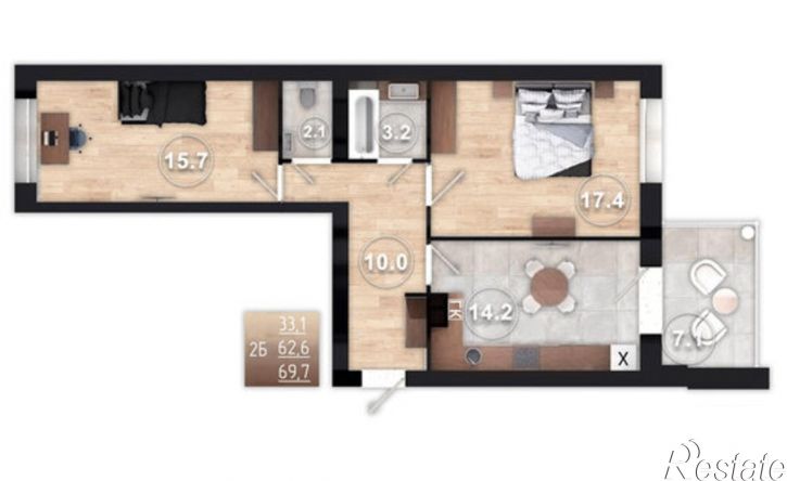 2-комн квартира пер Запольный 3-й, 10,  д. 10