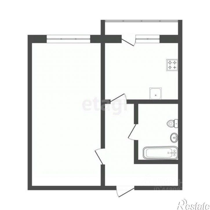 1-комн квартира Киевское шоссе, 60,  д. 60