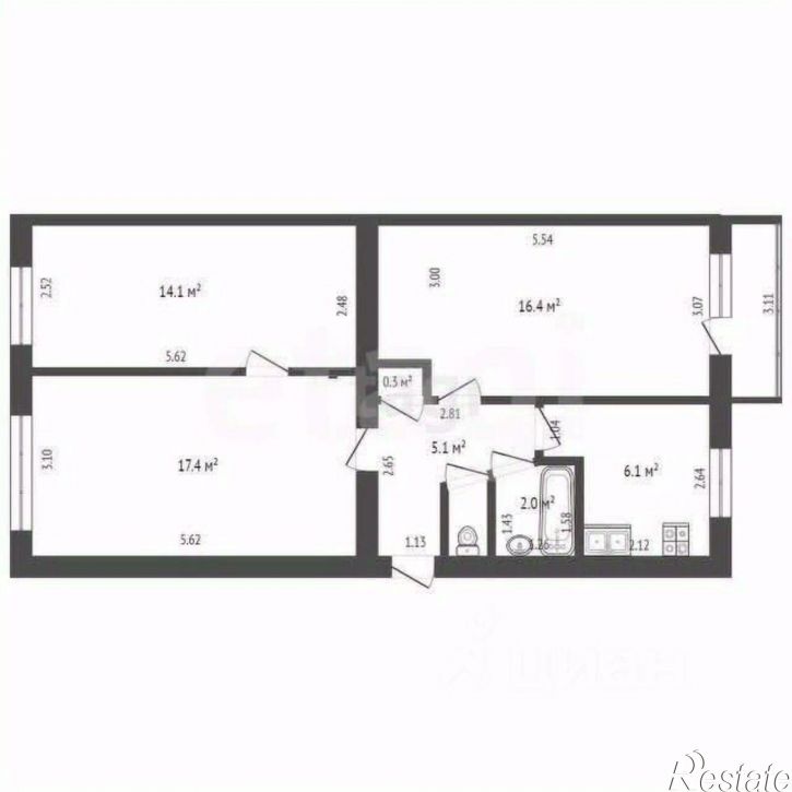 3-комн квартира ул Ново-Краснофлотская, 7,  д. 7