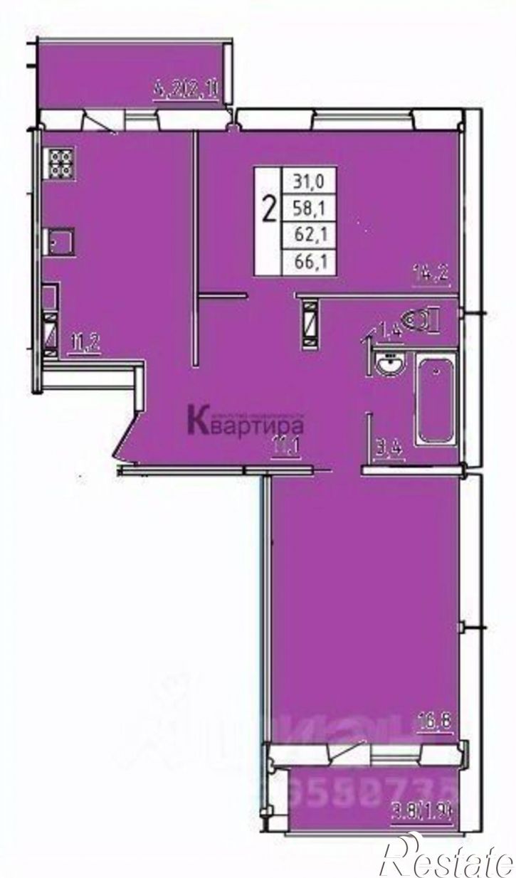 2-комн квартира в новом доме ул Киевская 2-я, 20а,  д. 20а