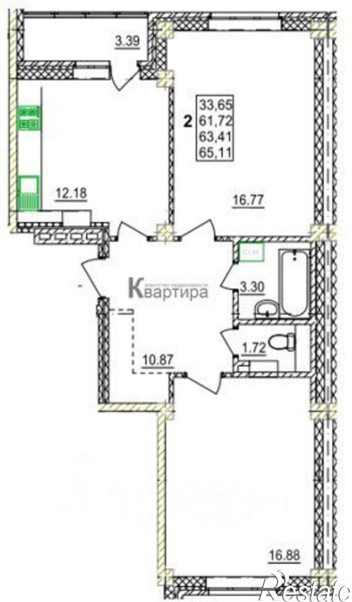 2-комн квартира в новом доме ул Брянская 1-я, 2,  д. 2