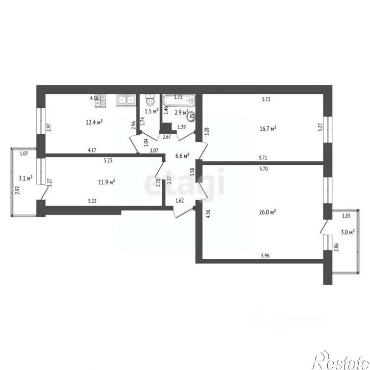 3-комн квартира Краснинское шоссе, 30,  д. 30