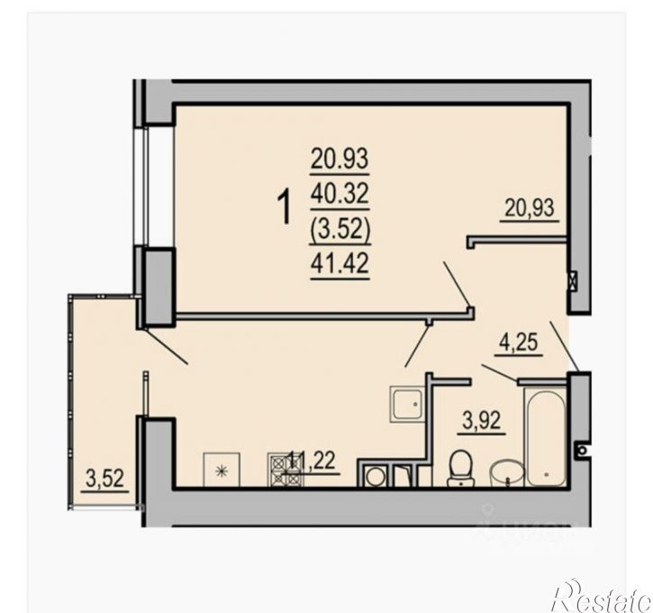 1-комн квартира в новом доме ул Нормандия-Неман, 30А,  д. 30А