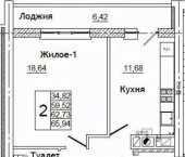 2-комн, 65 кв м, этаж 10/10 село Новосельцы