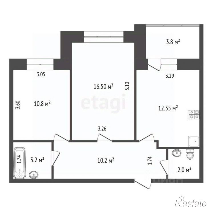 2-комн квартира