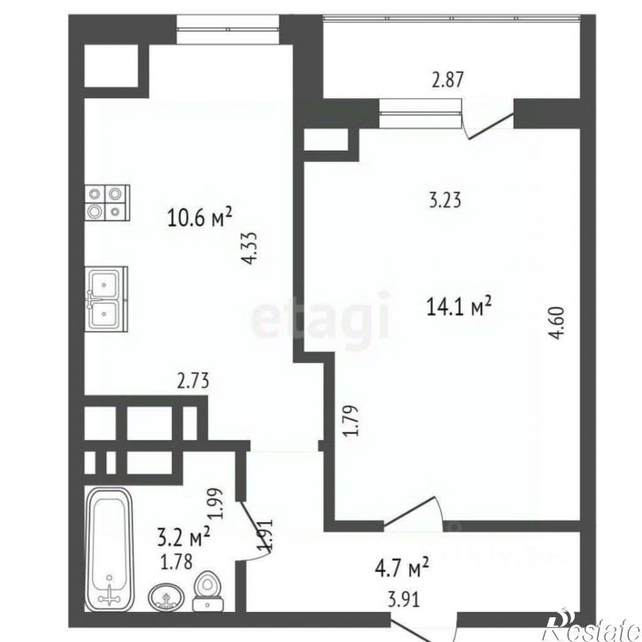 1-комн квартира мкр Королевка, 21,  д. 21